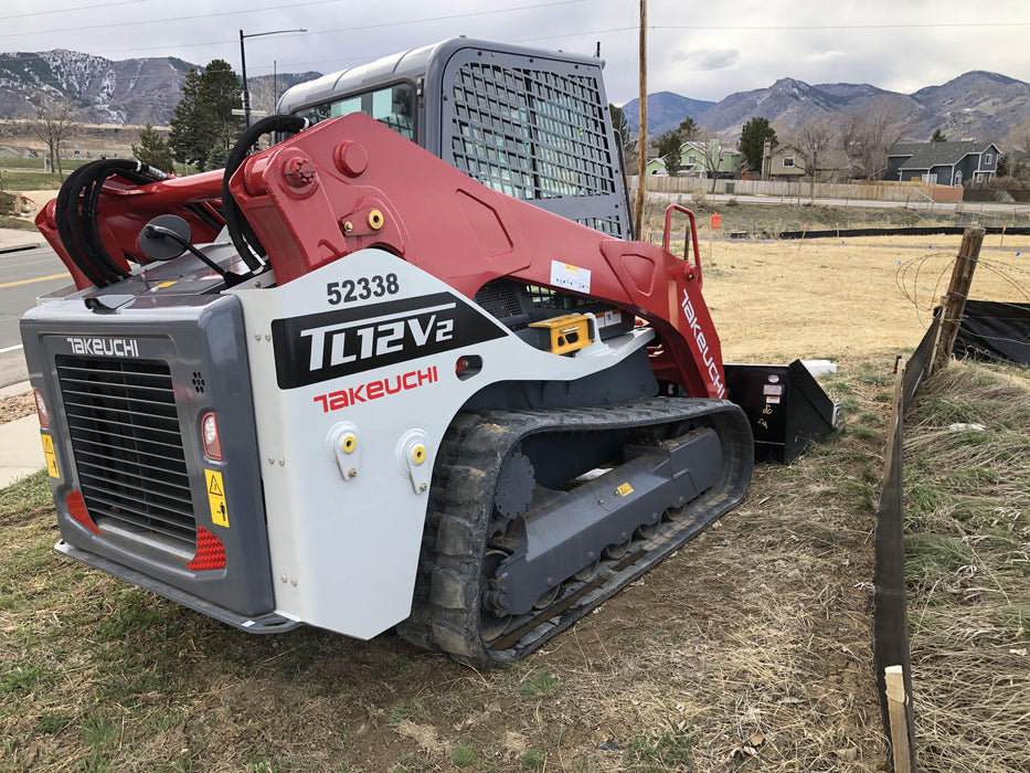2019 Takeuchi TL12V2C ROPS/FOPS Cab, Heat/AC, Defroster, Rubber Tracks, Back-up Alarm, Front & Rear Working Lights, Auxiliary Hydraulics, Two-Speed Travel, Electronic Monitoring System, Hydraulic Universal Quick Hitch w/80" HD Smooth Dirt Bucket with Bolt-on Edge, 24.0 cu ft. Capacity