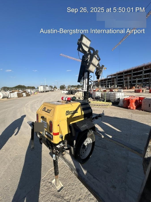 2022 Allmand NLV3GR (4) LED Light Fixture 350W, 23' Vertical Mast, 3kW Prime, Towable, ES Decals, T3