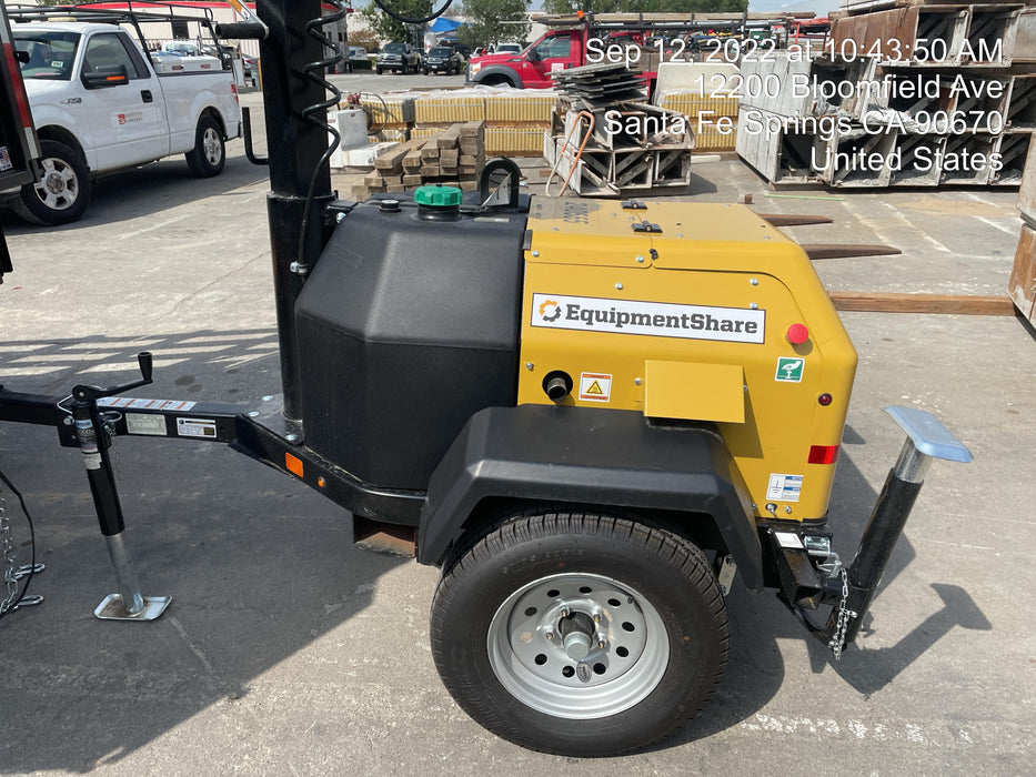 2022 Allmand NLV3GR (4) LED Light Fixture 350W, 23' Vertical Mast, 3kW Prime, Towable, Deep Sea L401, Leveling Jacks, Yanmar T4F 5.8hp