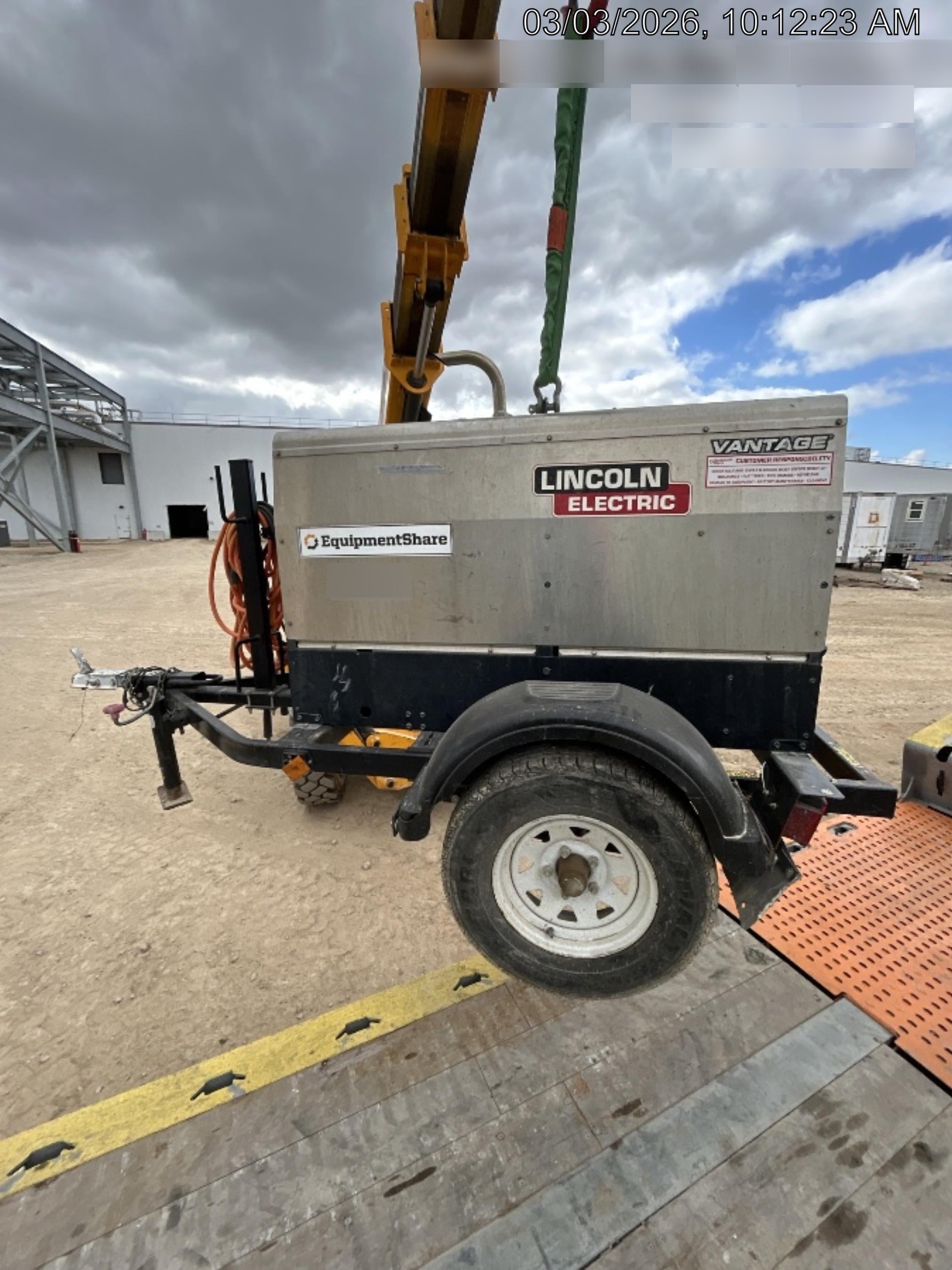 2019 Lincoln Electric Vantage 322 Ready-Pak 3, Two Wheel Trailer, Fender and Light Kit, Cable Rack