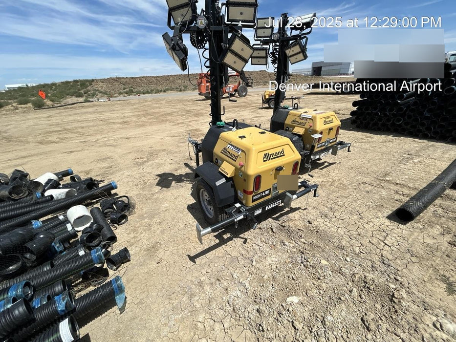 2022 Allmand NLV3GR (4) LED Light Fixture 350W, 23' Vertical Mast, 3kW Prime, Towable, ES Decals, T3