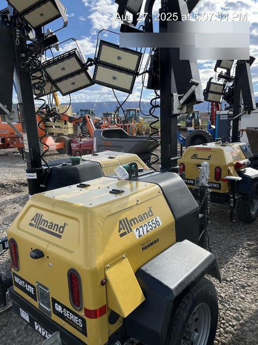 2022 Allmand NLV3GR (4) LED Light Fixture 350W, 23' Vertical Mast, 3kW Prime, Towable, ES Decals, T3