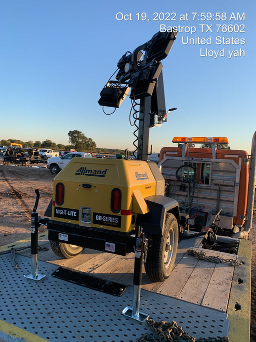 2022 Allmand NLV3GR (4) LED Light Fixture 350W, 23' Vertical Mast, 3kW Prime, Towable, ES Decals, T3