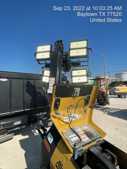 2022 Allmand NLV3GR (4) LED Light Fixture 350W, 23' Vertical Mast, 3kW Prime, Towable, Deep Sea L401, Leveling Jacks, Yanmar T4F 5.8hp