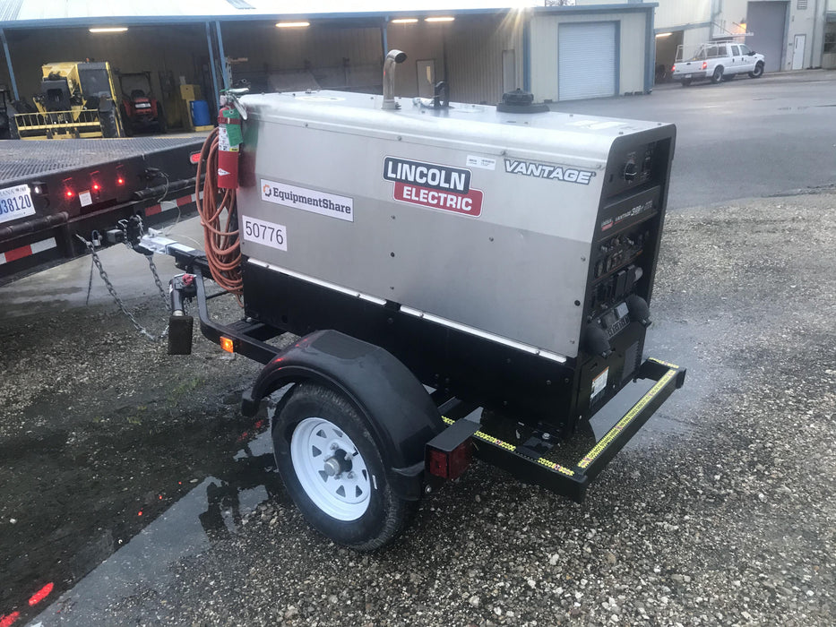 2019 Lincoln Electric Vantage 322 Welder Ready-Pak 3, Two wheel trailer, Fender and Light kit, Cable Rack
