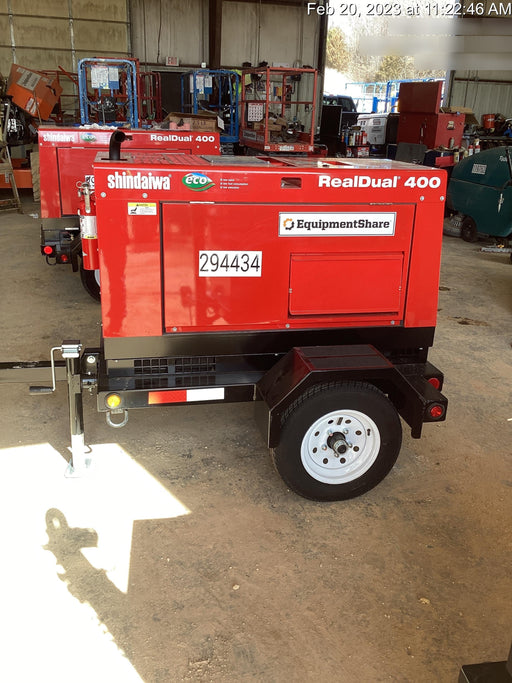 2023 Shindaiwa DGW400MDL Kubota D902 Engine, 23 HP, Dual Op Welder, Wire, Arc, Droop Stick, Tig, and CC Stick Functionality, Simulphase, 3 Phase and 1 Phase Gen Output, Single Axle NB Trlr, Slr Trckl Chrg 12V 12W, Fire Ext