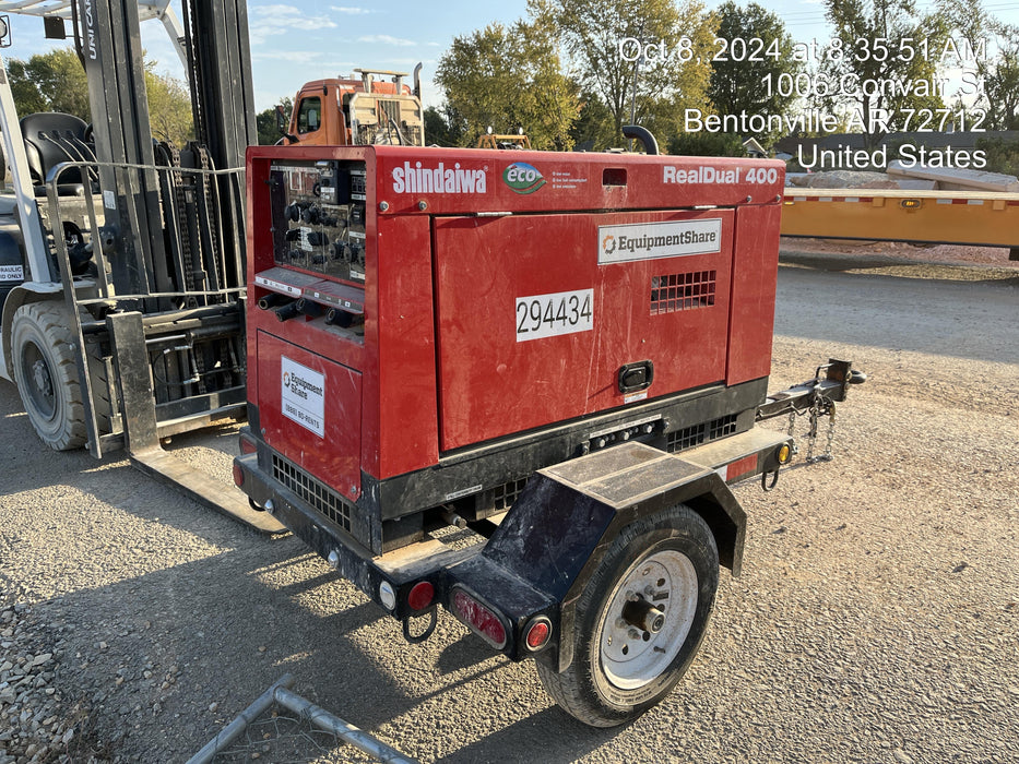 2023 Shindaiwa DGW400MDL Kubota D902 Engine, 23 HP, Dual Op Welder, Wire, Arc, Droop Stick, Tig, and CC Stick Functionality, Simulphase, 3 Phase and 1 Phase Gen Output, Single Axle NB Trlr, Slr Trckl Chrg 12V 12W, Fire Ext