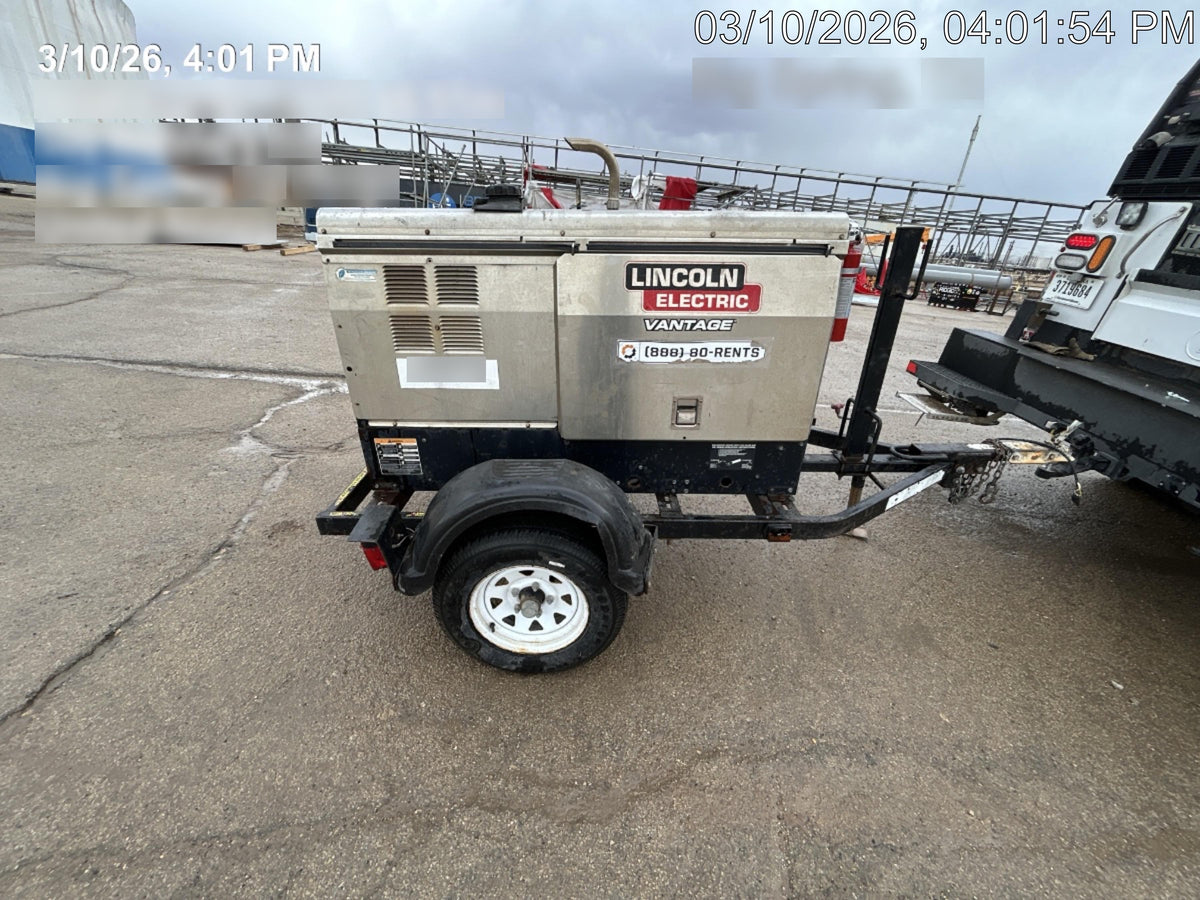 2019 Lincoln Electric Vantage 322 Ready-Pak 3, Two Wheel Trailer, Fender and Light Kit, Cable Rack