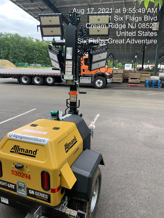 2021 Allmand NLV3GR (4) LED Light Fixture 350W, 23' Vertical Mast, 3kW Prime, Towable, Deep Sea L401, Leveling Jacks, Yanmar T4F 5.8hp