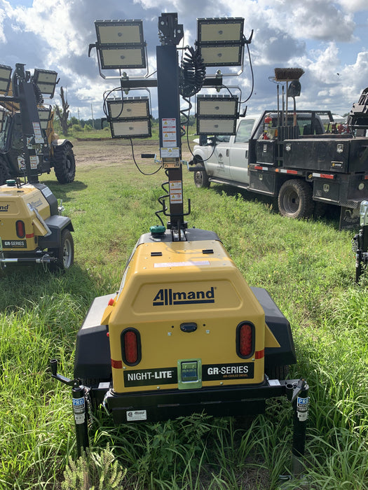 2022 Allmand NLV3GR (4) LED Light Fixture 350W, 23' Vertical Mast, 3kW Prime, Towable, Deep Sea L401, Leveling Jacks, Yanmar T4F 5.8hp