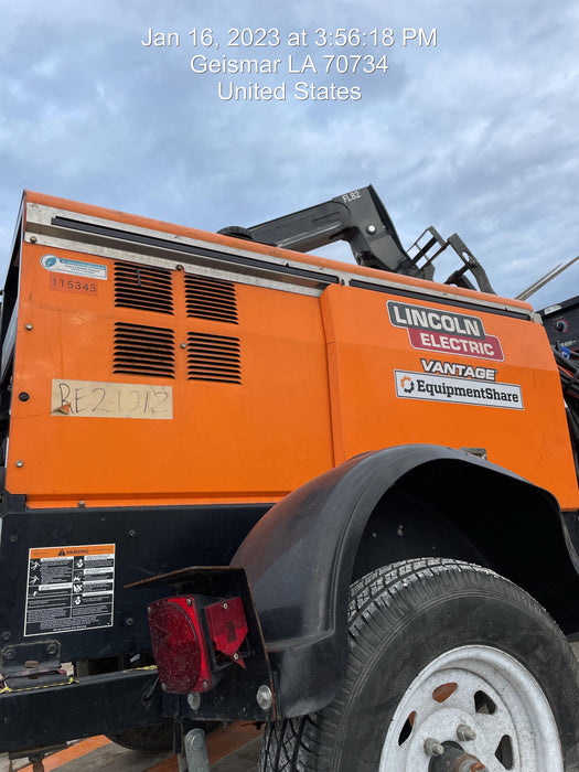 2021 Lincoln Electric Vantage 322 Vantage 322 Ready Pak 3 w/ Decals, ORANGE (includes trailer, cable rack, fender light kit) NO Telematics