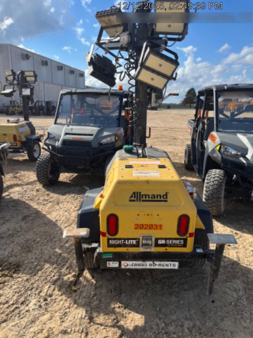 2022 Allmand NLV3GR (4) LED Light Fixture 350W, 23' Vertical Mast, 3kW Prime, Towable, Deep Sea L401, Leveling Jacks, Yanmar T4F 5.8hp