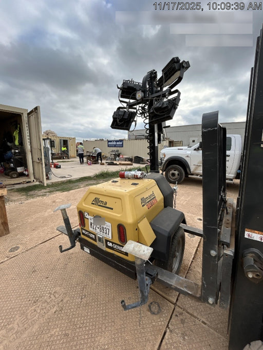 2022 Allmand NLV3GR (4) LED Light Fixture 350W, 23' Vertical Mast, 3kW Prime, Towable, Deep Sea L401, Leveling Jacks, Yanmar T4F 5.8hp