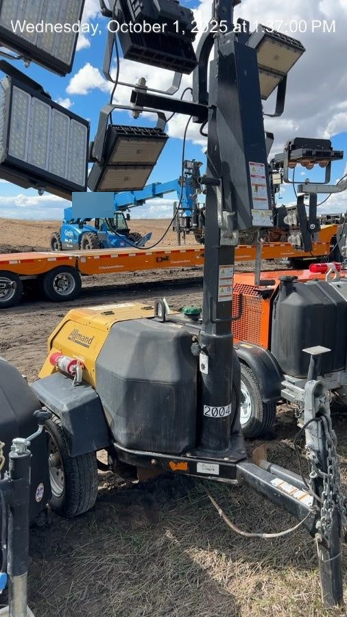 2022 Allmand NLV3GR (4) LED Light Fixture 350W, 23' Vertical Mast, 3kW Prime, Towable, Deep Sea L401, Leveling Jacks, Yanmar T4F 5.8hp