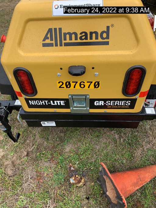 2022 Allmand NLV3GR (4) LED Light Fixture 350W, 23' Vertical Mast, 3kW Prime, Towable, Deep Sea L401, Leveling Jacks, Yanmar T4F 5.8hp