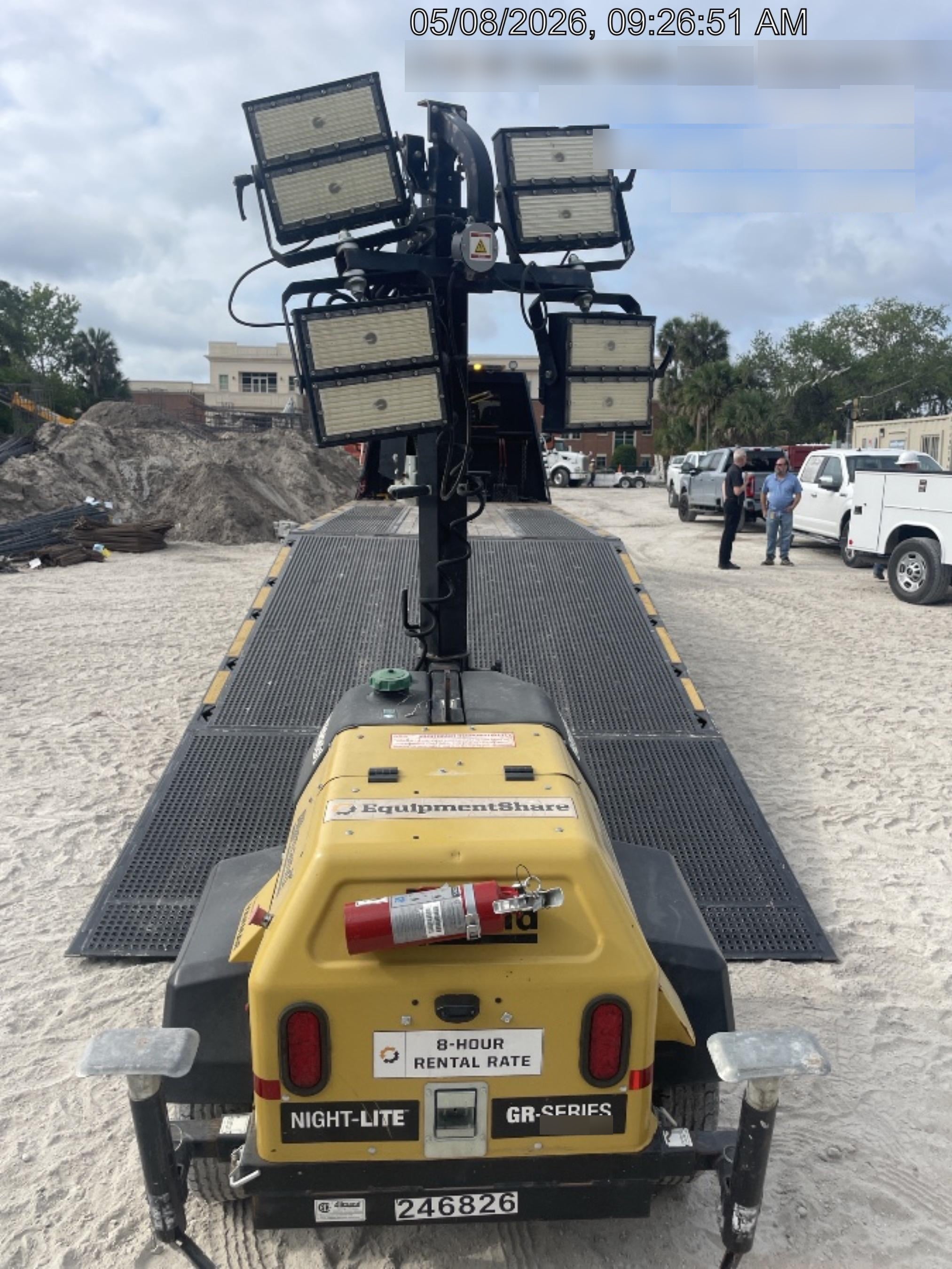 2022 Allmand NLV3GR (4) LED Light Fixture 350W, 23' Vertical Mast, 3kW Prime, Towable, ES Decals, T3