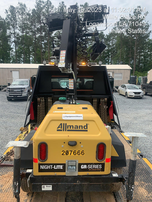2022 Allmand NLV3GR (4) LED Light Fixture 350W, 23' Vertical Mast, 3kW Prime, Towable, Deep Sea L401, Leveling Jacks, Yanmar T4F 5.8hp