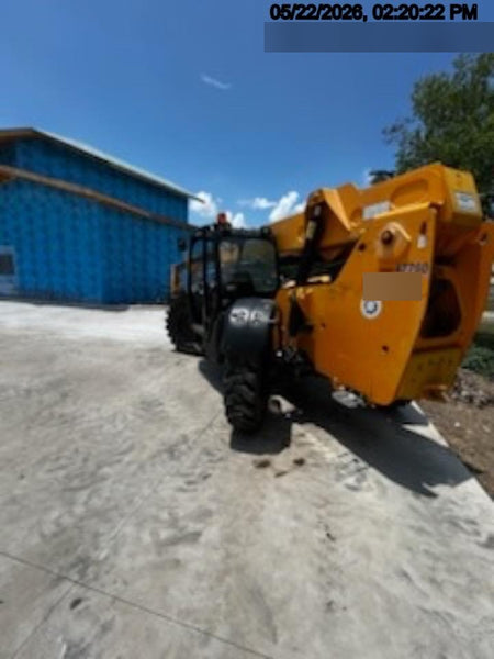 2019 JCB 509-42 74 HP w/Open ROPS, Beacon, Aux Hydraulics, LED Work lights, Solid Tires w/66" Carriage/60" Forks