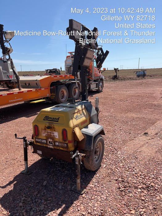 2022 Allmand NLV3GR (4) LED Light Fixture 350W, 23' Vertical Mast, 3kW Prime, Towable, Deep Sea L401, Leveling Jacks, Yanmar T4F 5.8hp