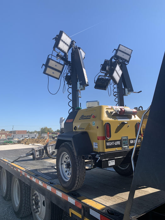 2022 Allmand NLV3GR (4) LED Light Fixture 350W, 23' Vertical Mast, 3kW Prime, Towable, ES Decals, T3