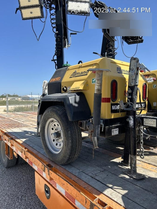 Allmand NLV3GR (4) LED Light Fixture 350W, 23' Vertical Mast, 3kW Prime, Towable, Deep Sea L401, Leveling Jacks, Yanmar T4F 5.8hp