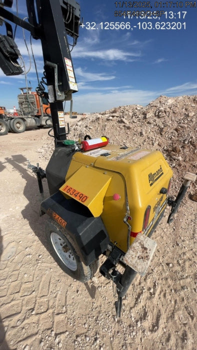 2021 Allmand NLV3GR (4) LED Light Fixture 350W, 23' Vertical Mast, 3kW Prime, Towable, Deep Sea L401, Leveling Jacks, Yanmar T4F 5.8hp