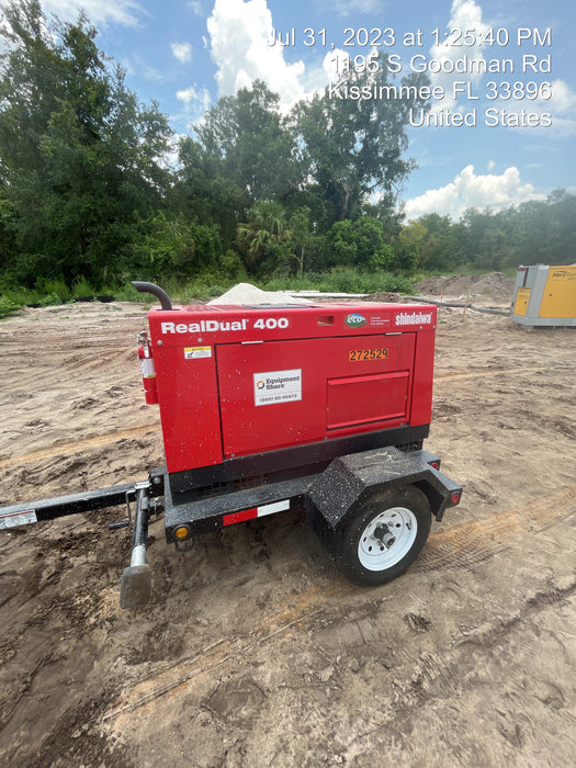 2022 Shindaiwa DGW400MDL Kubota D902 Engine, 23 HP, Dual Op Welder, Wire, Arc, Droop Stick, Tig, and CC Stick Functionality, Simulphase, 3 Phase and 1 Phase Gen Output, Single Axle NB Trlr, Slr Trckl Chrg 12V 12W, Fire Ext