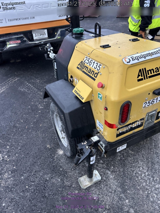 2022 Allmand NLV3GR (4) LED Light Fixture 350W, 23' Vertical Mast, 3kW Prime, Towable, ES Decals, T3