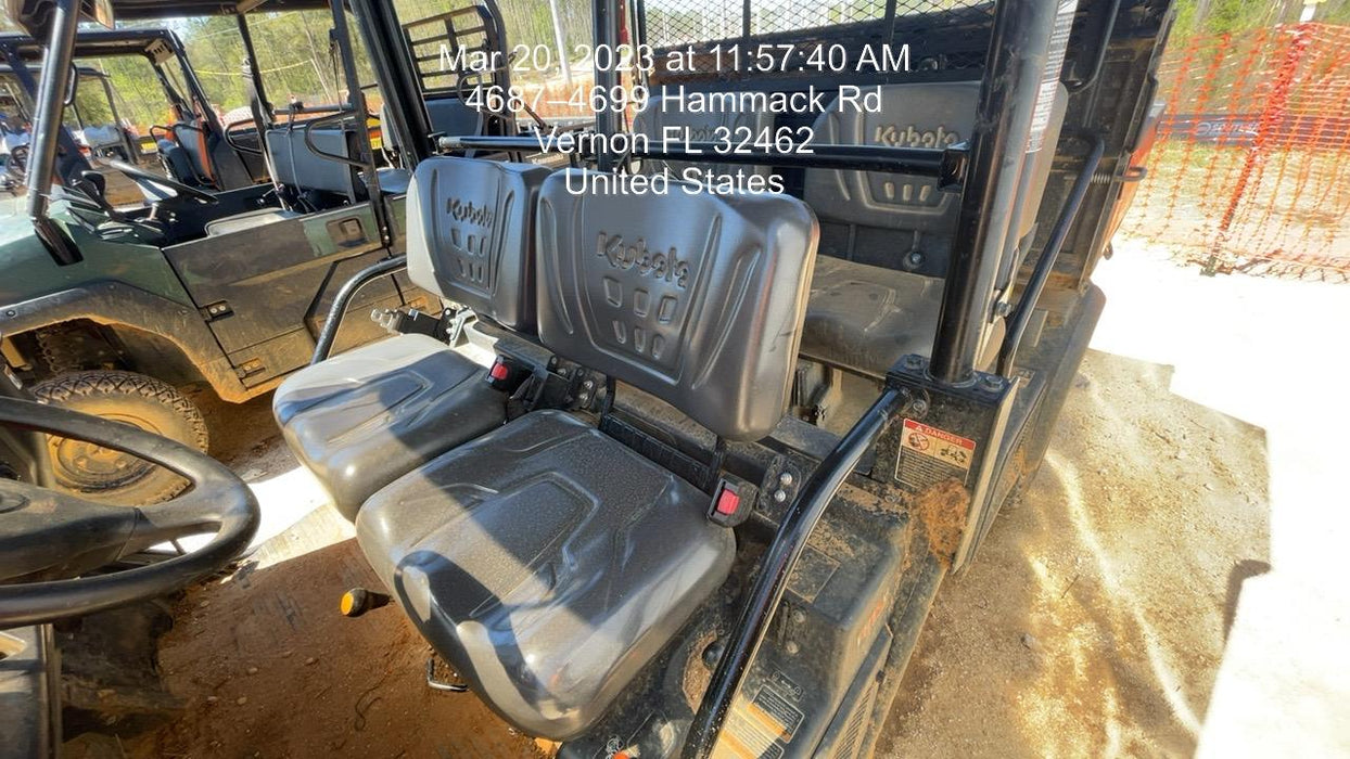 2020 Kubota RTV-X1140WL-H 4 seat diesel cart, plastic canopy, HD tires, steel wheels, tinted windshield, strobe light, and backup alarm