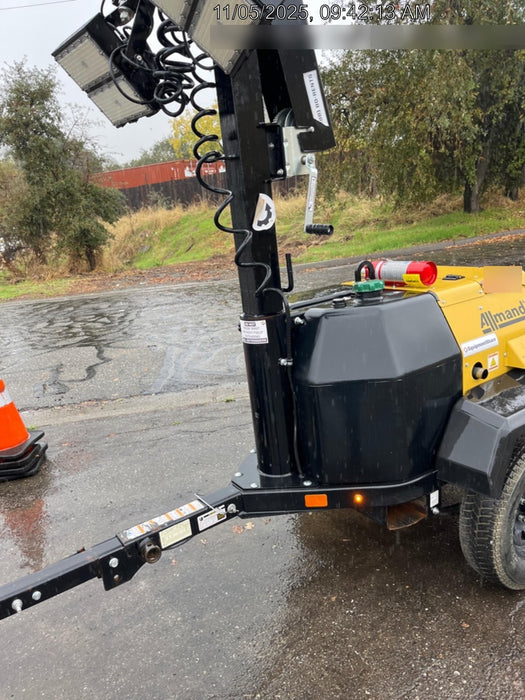 2022 Allmand NLV3GR (4) LED Light Fixture 350W, 23' Vertical Mast, 3kW Prime, Towable, ES Decals, T3