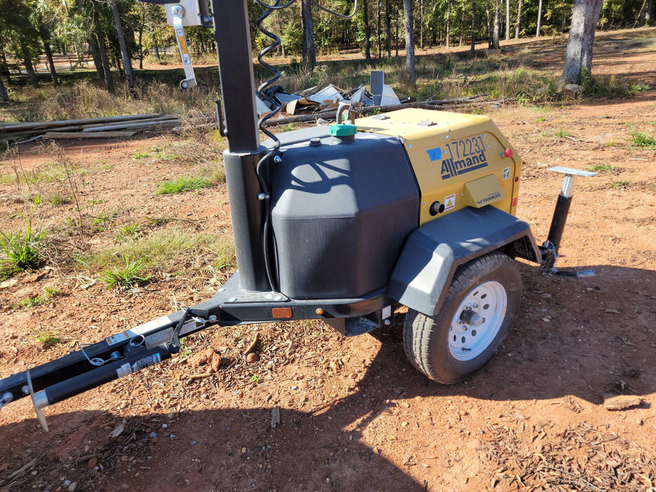 2021 Allmand NLV3GR (4) LED Light Fixture 350W, 23' Vertical Mast, 3kW Prime, Towable, Deep Sea L401, Leveling Jacks, Yanmar T4F 5.8hp