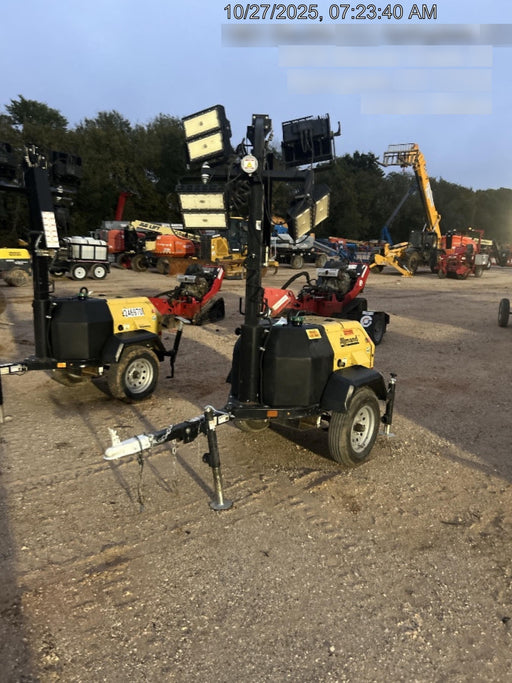 2022 Allmand NLV3GR (4) LED Light Fixture 350W, 23' Vertical Mast, 3kW Prime, Towable, Deep Sea L401, Leveling Jacks, Yanmar T4F 5.8hp