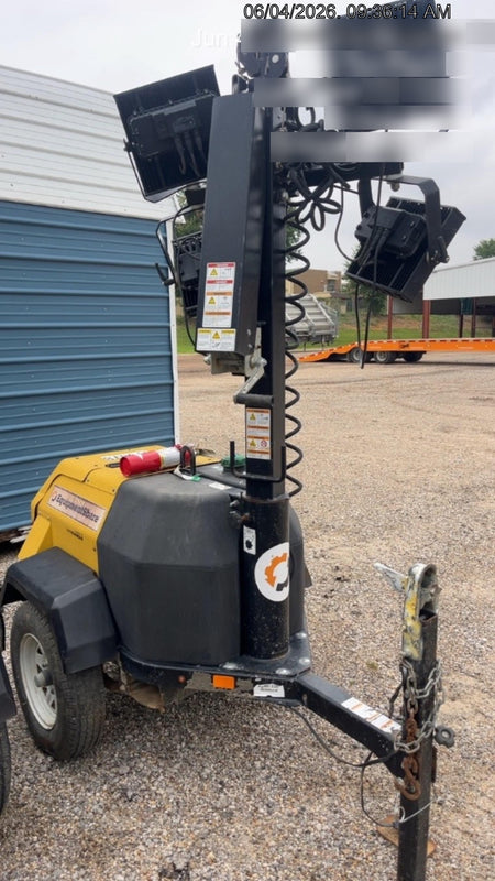 Allmand NLV3GR (4) LED Light Fixture 350W, 23' Vertical Mast, 3kW Prime, Towable, Deep Sea L401, Leveling Jacks, Yanmar T4F 5.8hp