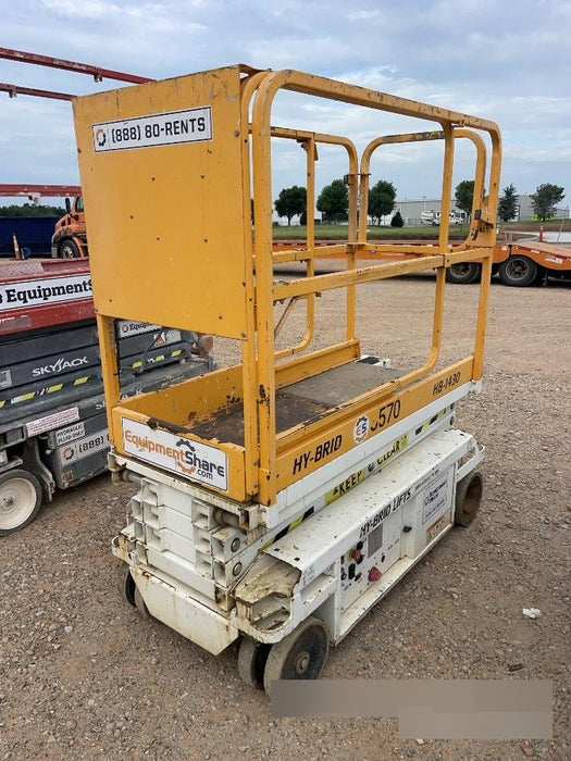 Custom Equipment HB-1430 Hy-Brid Scissor Lift
Platform capacity up to 670 lbs
Working height up to 20 ft
Weighs under 1,700 lbs
Non-marking wheels