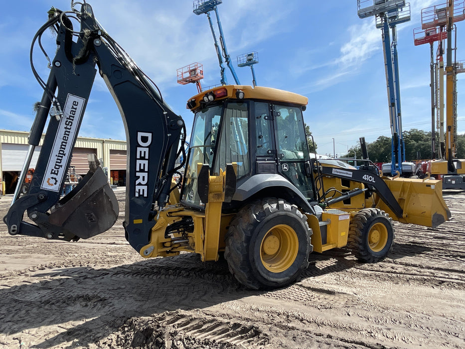 2020 John Deere 410L - Extendable Stick Cab/Heat/Air, 4WD, Extendable Stick, Pilot Controls, 2 Way Hydraulics, TAG Manual QC