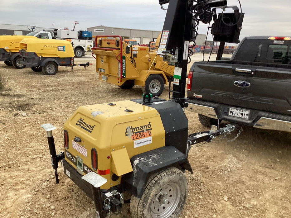 2022 Allmand NLV3GR (4) LED Light Fixture 350W, 23' Vertical Mast, 3kW Prime, Towable, Deep Sea L401, Leveling Jacks, Yanmar T4F 5.8hp