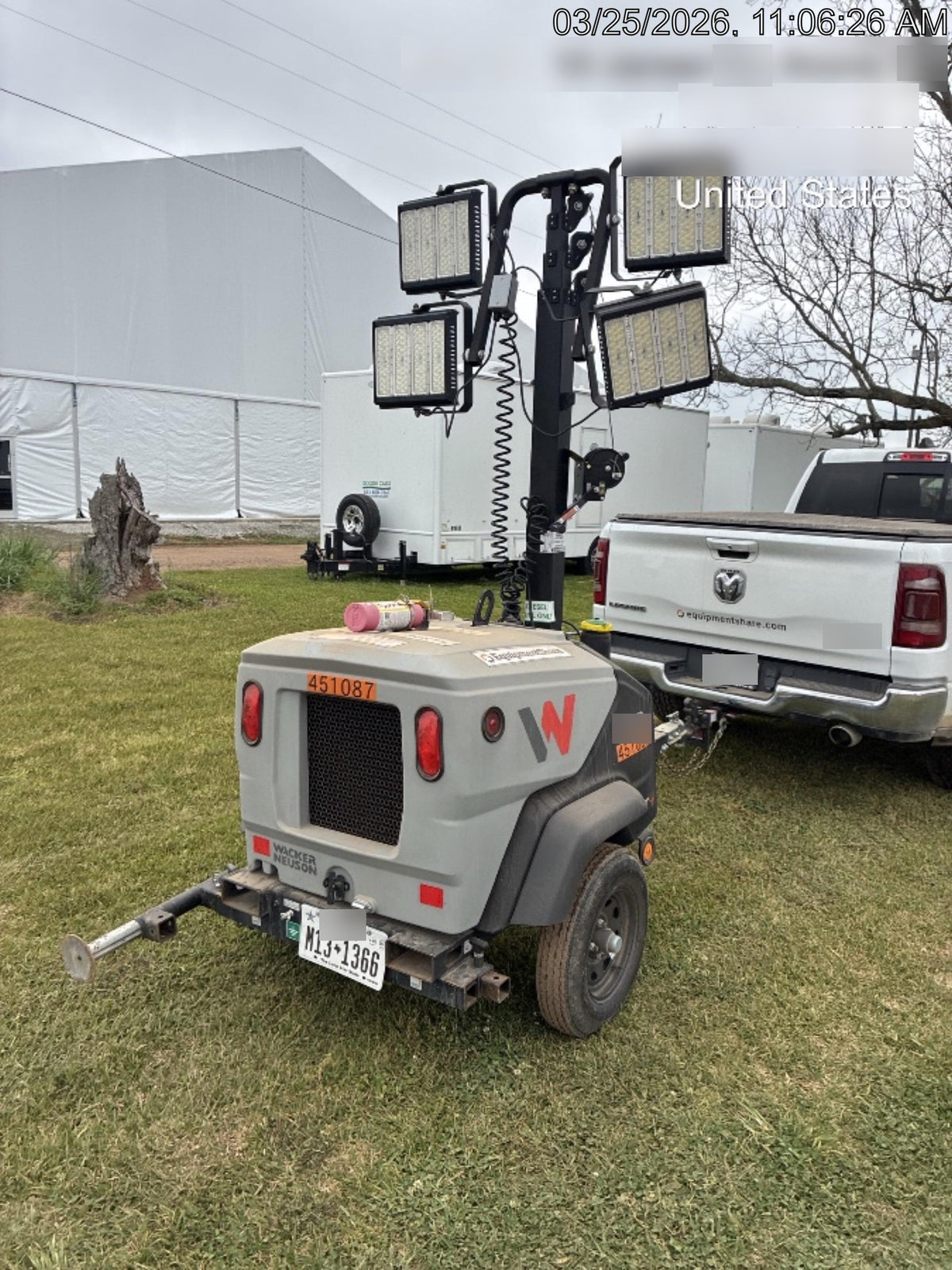 2024 Wacker Neuson LTT4 Diesel, Kohler KDW702, Deep Sea Controller, Auto Start, LED 320W, Bypass Outlet, T3