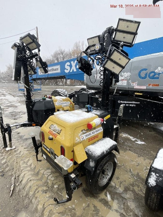 2022 Allmand NLV3GR (4) LED Light Fixture 350W, 23' Vertical Mast, 3kW Prime, Towable, Deep Sea L401, Leveling Jacks, Yanmar T4F 5.8hp