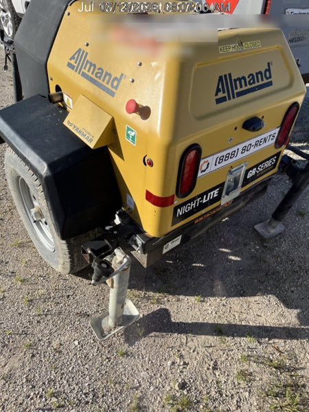 2021 Allmand NLV3GR (4) LED Light Fixture 350W, 23' Vertical Mast, 3kW Prime, Towable, Deep Sea L401, Leveling Jacks, Yanmar T4F 5.8hp
