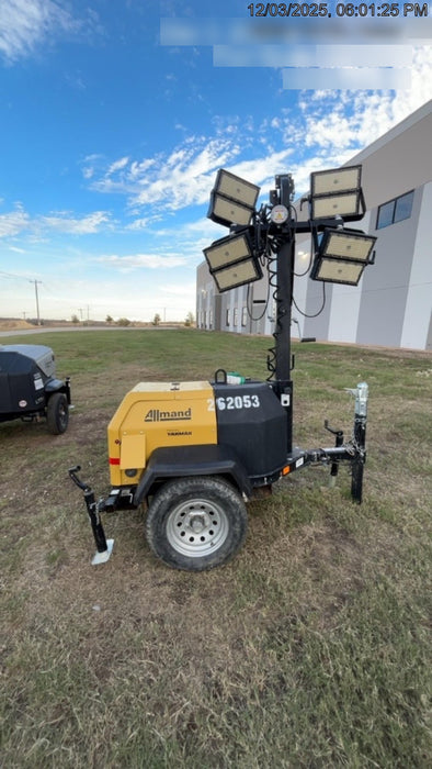 2022 Allmand NLV3GR (4) LED Light Fixture 350W, 23' Vertical Mast, 3kW Prime, Towable, ES Decals, T3