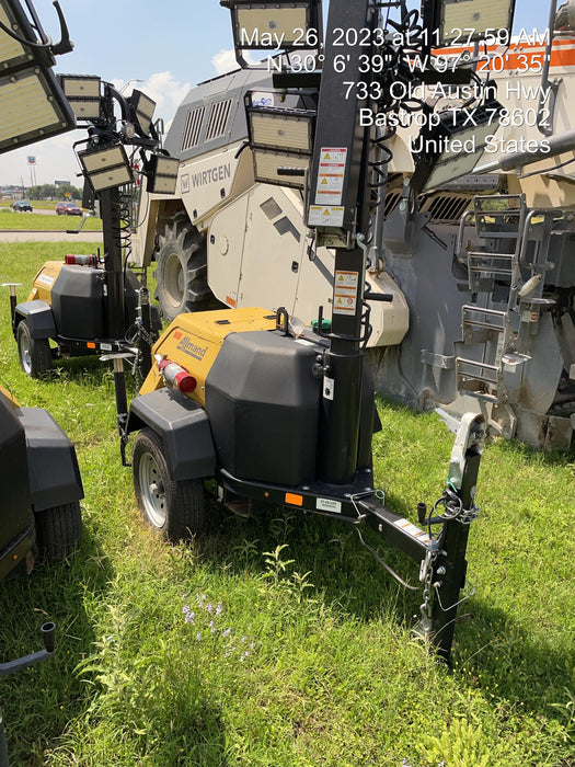 2022 Allmand NLV3GR (4) LED Light Fixture 350W, 23' Vertical Mast, 3kW Prime, Towable, Deep Sea L401, Leveling Jacks, Yanmar T4F 5.8hp