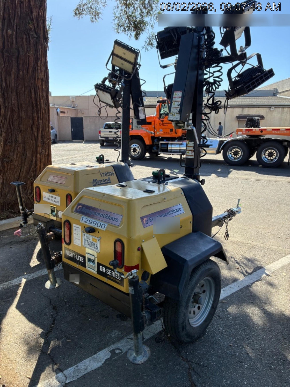 2021 Allmand NLV3GR (4) LED Light Fixture 350W, 23' Vertical Mast, 3kW Prime, Towable, Deep Sea L401, Leveling Jacks, Yanmar T4F 5.8hp