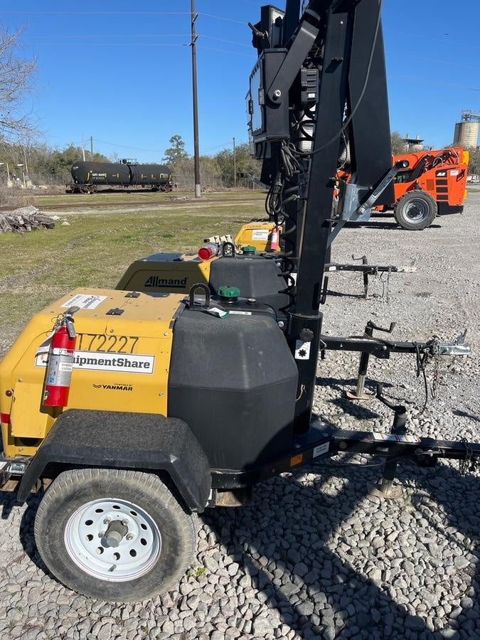 2021 Allmand NLV3GR (4) LED Light Fixture 350W, 23' Vertical Mast, 3kW Prime, Towable, Deep Sea L401, Leveling Jacks, Yanmar T4F 5.8hp