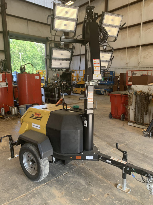 2022 Allmand NLV3GR (4) LED Light Fixture 350W, 23' Vertical Mast, 3kW Prime, Towable, Deep Sea L401, Leveling Jacks, Yanmar T4F 5.8hp