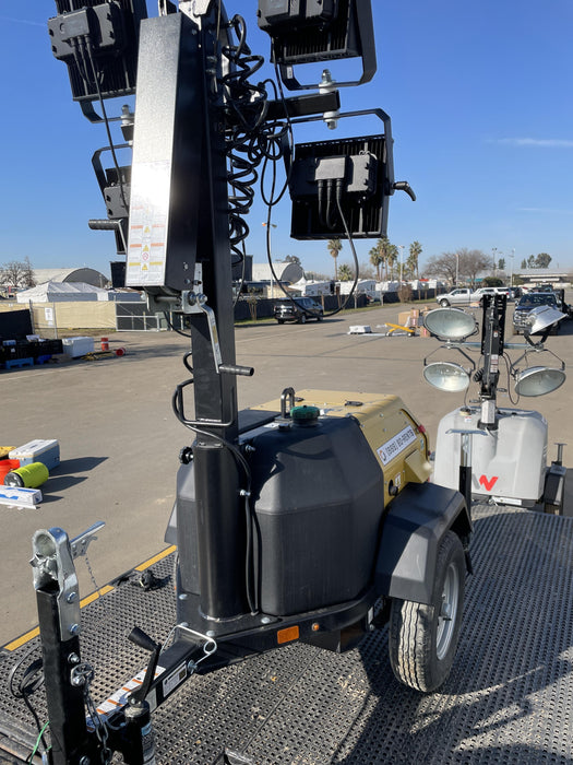 2022 Allmand NLV3GR (4) LED Light Fixture 350W, 23' Vertical Mast, 3kW Prime, Towable, Deep Sea L401, Leveling Jacks, Yanmar T4F 5.8hp