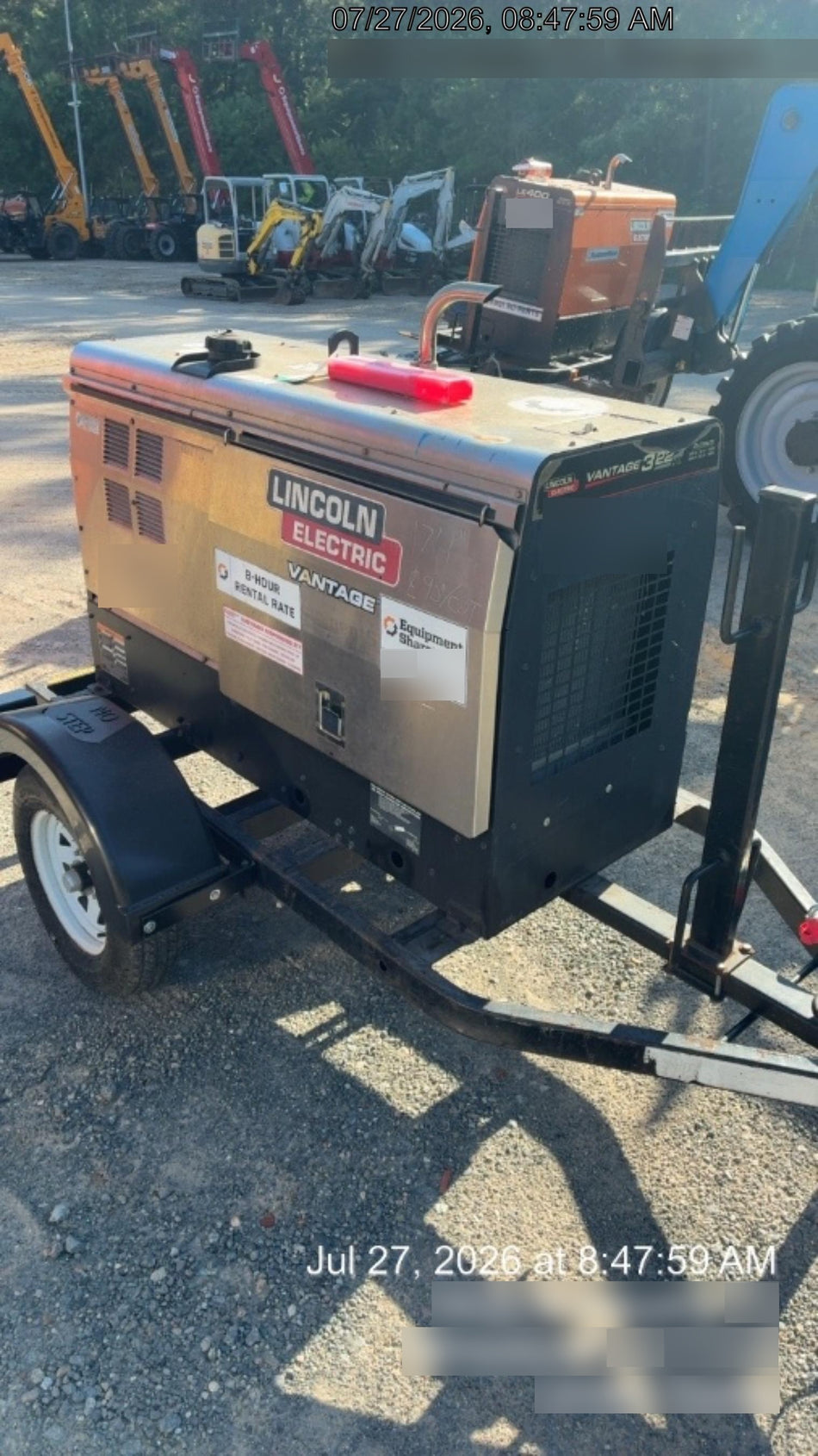 2019 Lincoln Electric Vantage 322 Ready-Pak 3, Two Wheel Trailer, Fender and Light Kit, Cable Rack