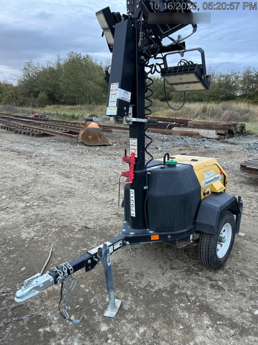 Allmand NLV3GR (4) LED Light Fixture 350W, 23' Vertical Mast, 3kW Prime, Towable, Deep Sea L401, Leveling Jacks, Yanmar T4F 5.8hp