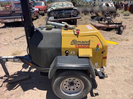 Allmand NLV3GR (4) LED Light Fixture 350W, 23' Vertical Mast, 3kW Prime, Towable, Deep Sea L401, Leveling Jacks, Yanmar T4F 5.8hp