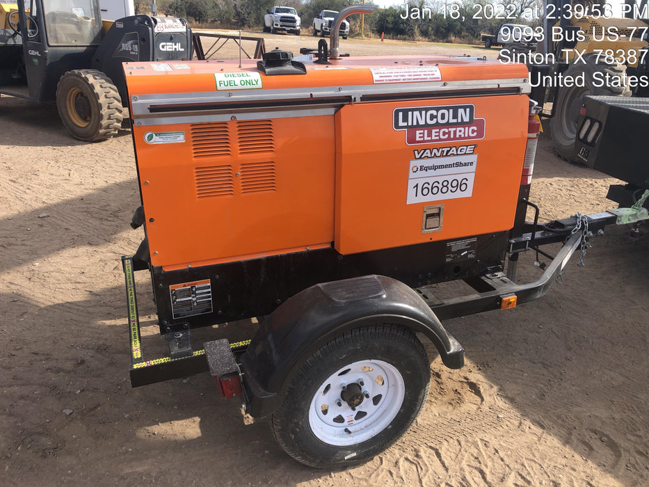 2021 Lincoln Electric Vantage 322 Vantage 322 Ready Pak 3 w/ Decals, ORANGE (includes trailer, cable rack, fender light kit) NO Telematics