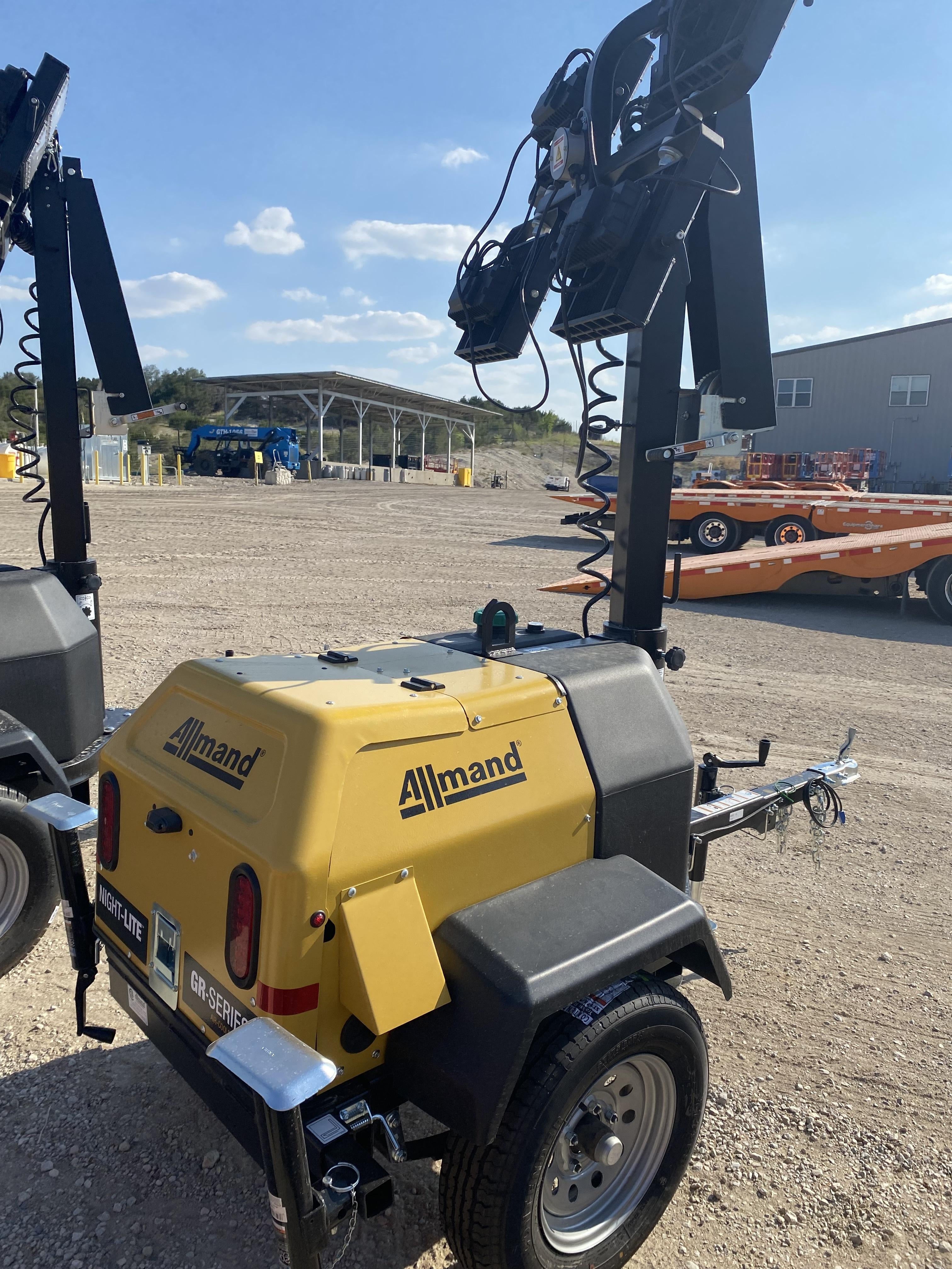 2022 Allmand NLV3GR (4) LED Light Fixture 350W, 23' Vertical Mast, 3kW Prime, Towable, Deep Sea L401, Leveling Jacks, Yanmar T4F 5.8hp